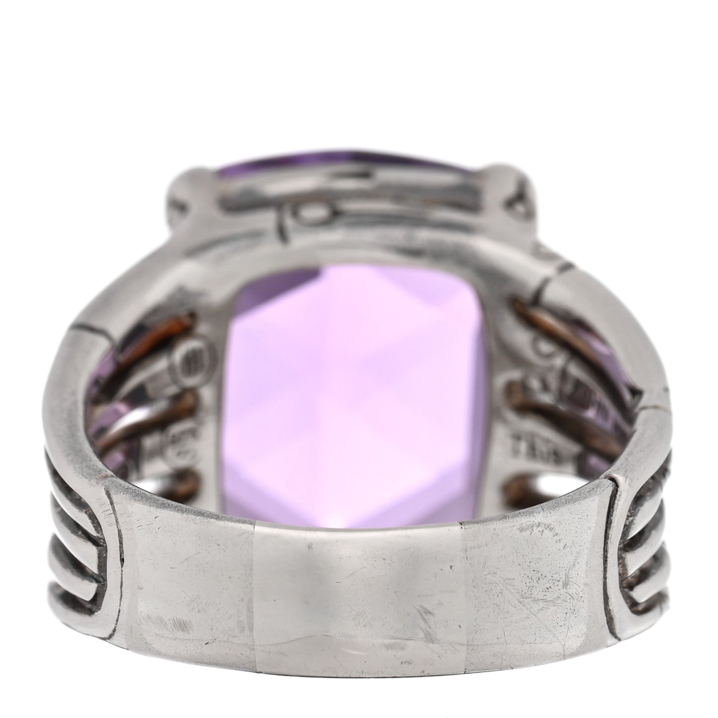 Sterling Silver Amethyst Bamboo Ring 61 9.5