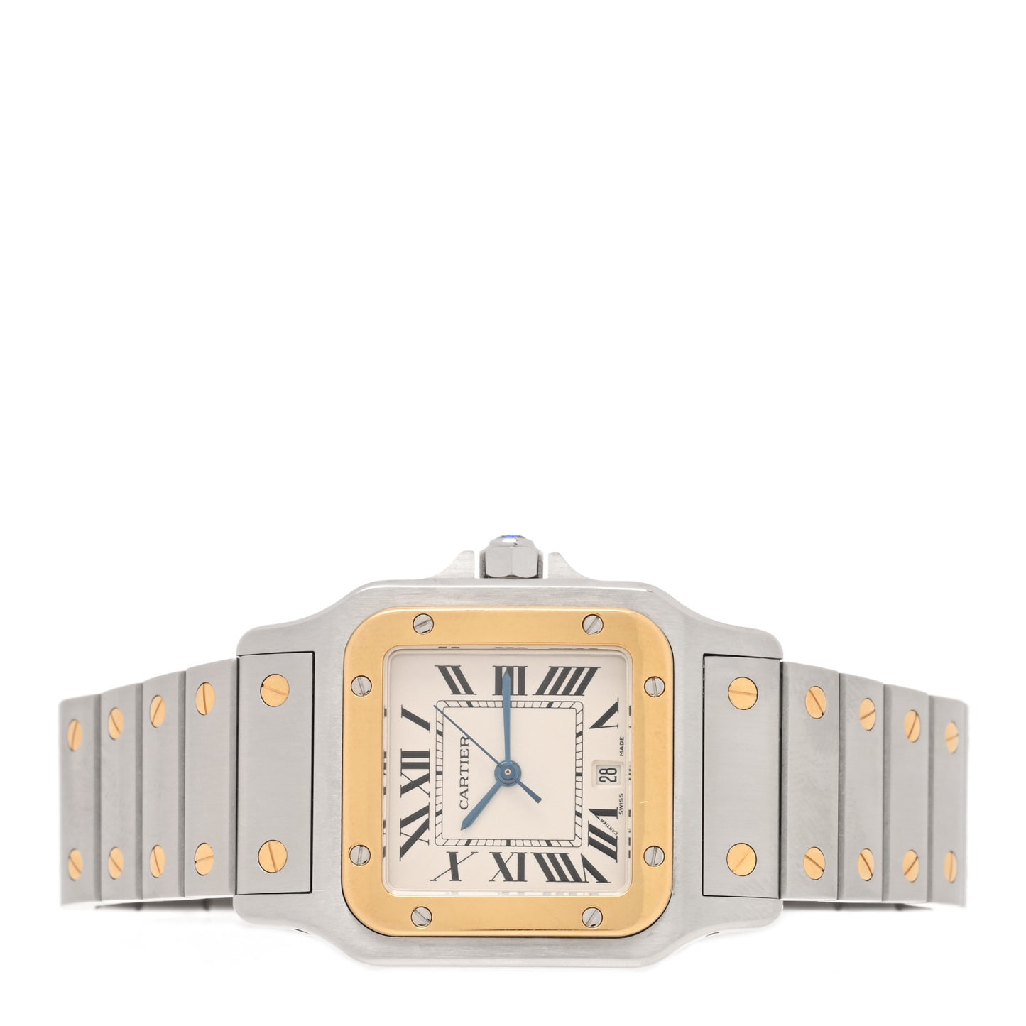 Stainless Steel 18K Yellow Gold 29mm Santos De Cartier Galbee Quartz Watch