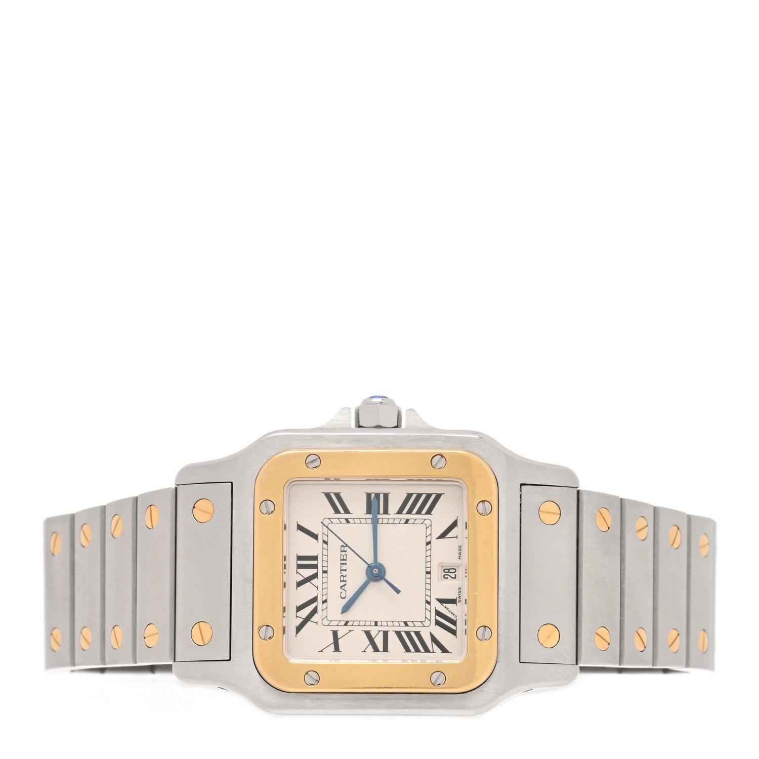 Cartier Stainless Steel 18K Yellow Gold 29mm Santos De Cartier Galbee Quartz Watch 2 of 4