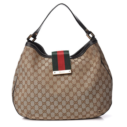 Gucci Monogram Large New Ladies Web Hobo Dark Brown 1 of 18