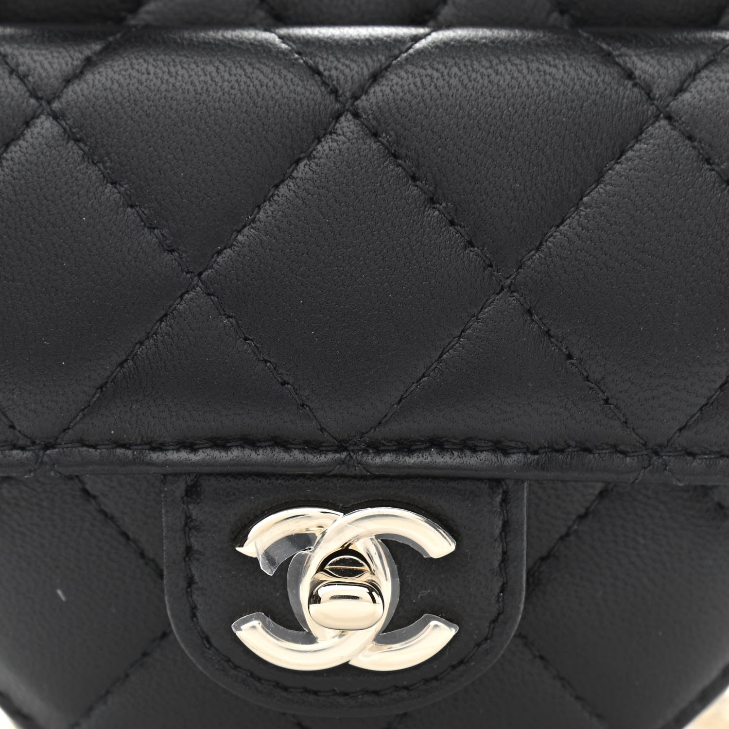 Chanel Lambskin Quilted CC In Love Heart Waist Belt Bag With Chain Black 8 of 11