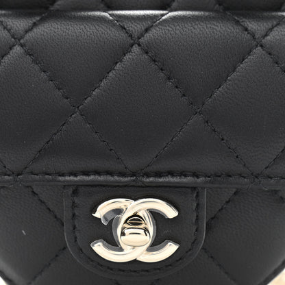 Chanel Lambskin Quilted CC In Love Heart Waist Belt Bag With Chain Black 8 of 11