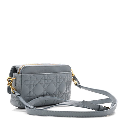 Christian Dior Supple Calfskin Cannage Caro Pouch with Chain Cloud Blue 3 of 10