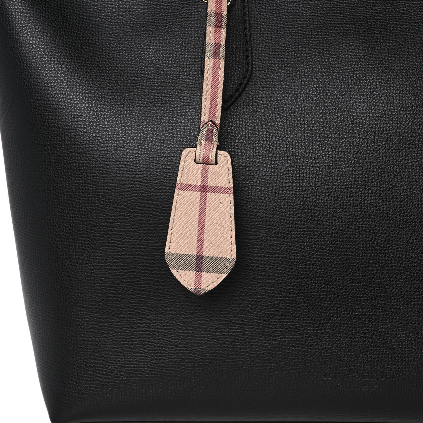 Grainy Calfskin Haymarket Colours Check Medium Zip Tote Black