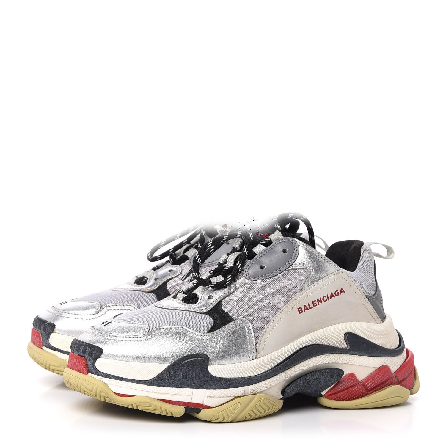 Balenciaga Mesh Nubuck Mens Triple S Sneakers 41 Black Argent 3 of 11