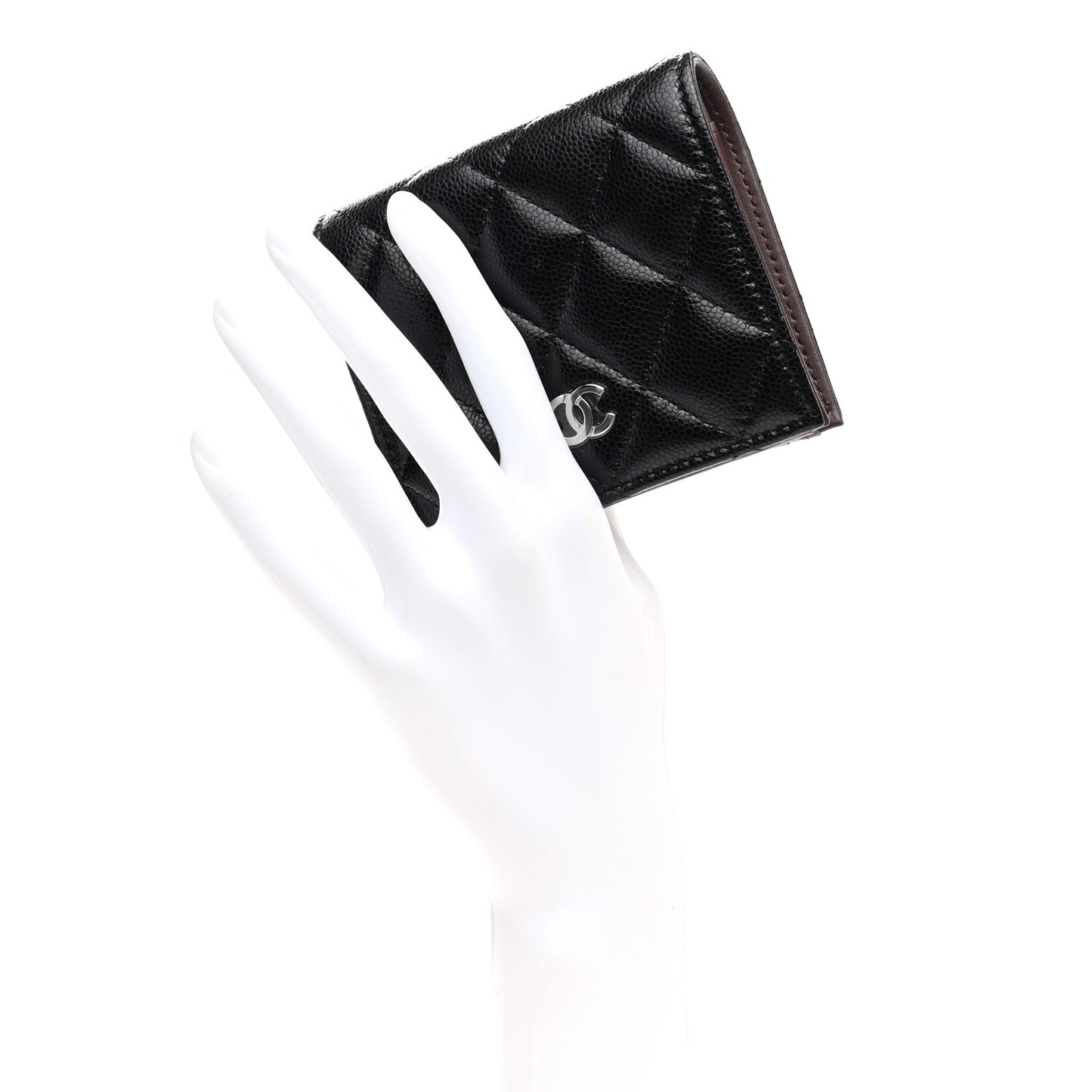 Caviar Quilted Compact Bifold Wallet Black