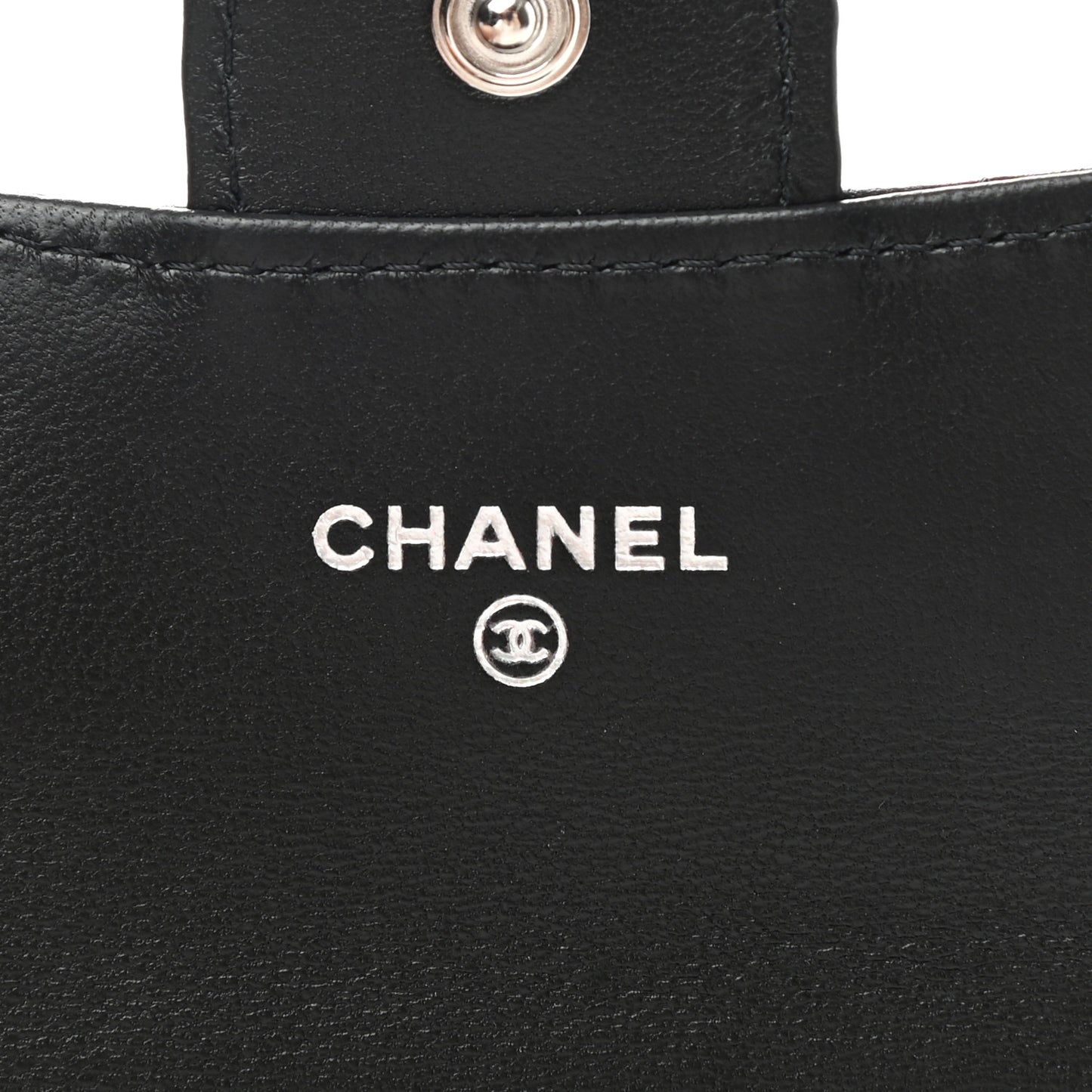 Lambskin Quilted Flap Card Holder Wallet Black