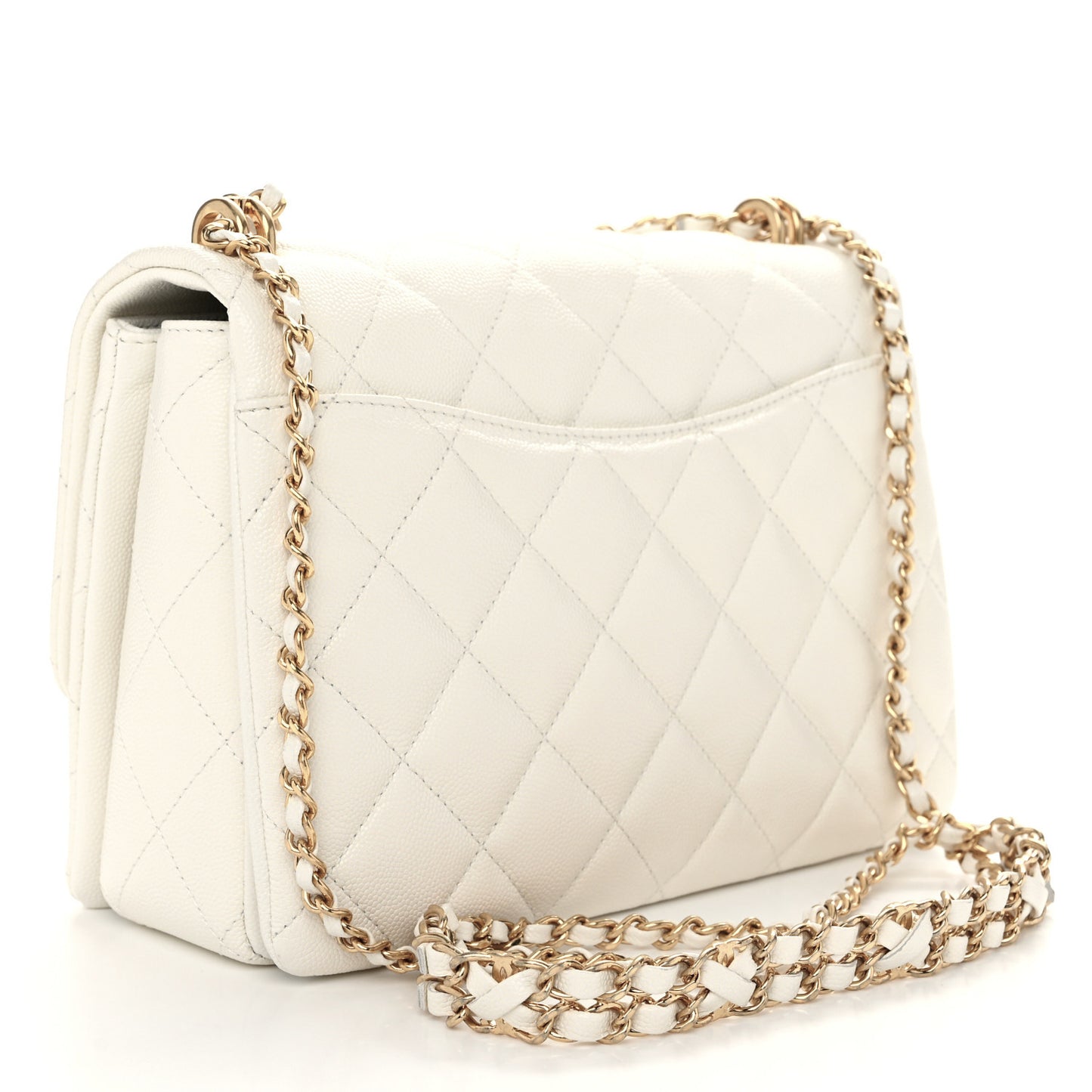Caviar Quilted Coco First Flap White
