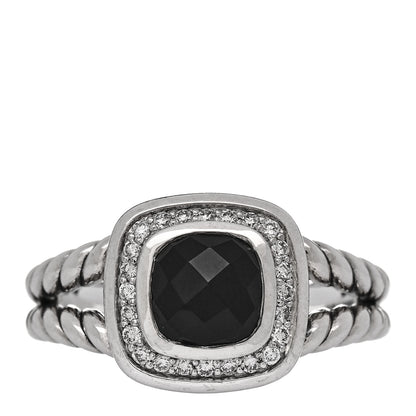 David Yurman Sterling Silver Diamond Black Onyx 7mm Petite Albion Ring  54 7 1 of 4