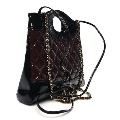 Chanel Patent Calfskin Quilted Mini 31 Shopping Bag Burgundy Black 3 of 10