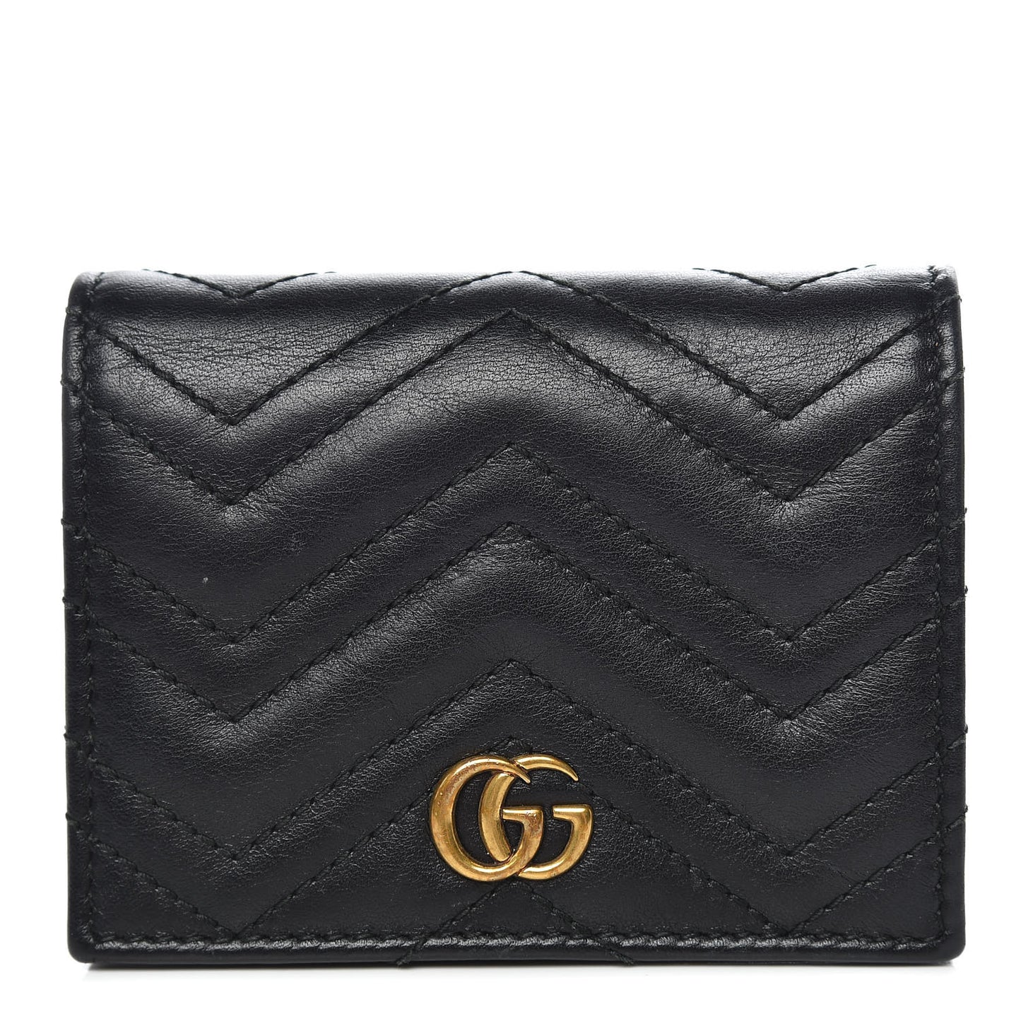 Calfskin Matelasse GG Marmont Card Case Wallet Black