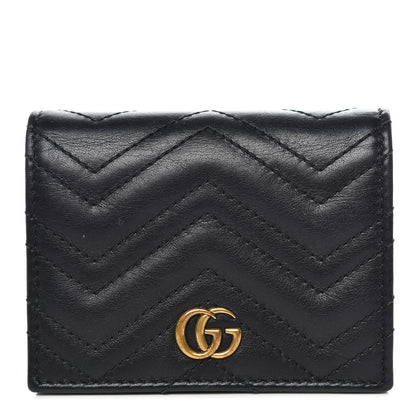 Gucci Calfskin Matelasse GG Marmont Card Case Wallet Black 1 of 8