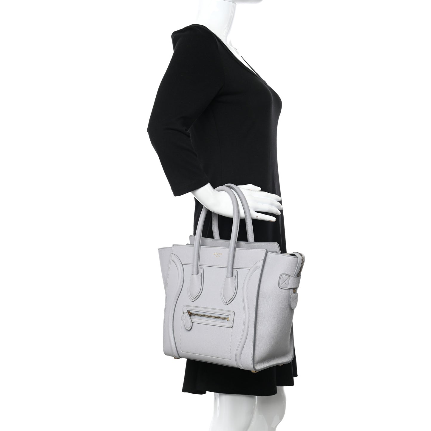 Drummed Calfskin Micro Luggage Light Grey
