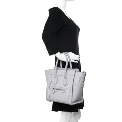 Celine Drummed Calfskin Micro Luggage Light Grey 2 of 11
