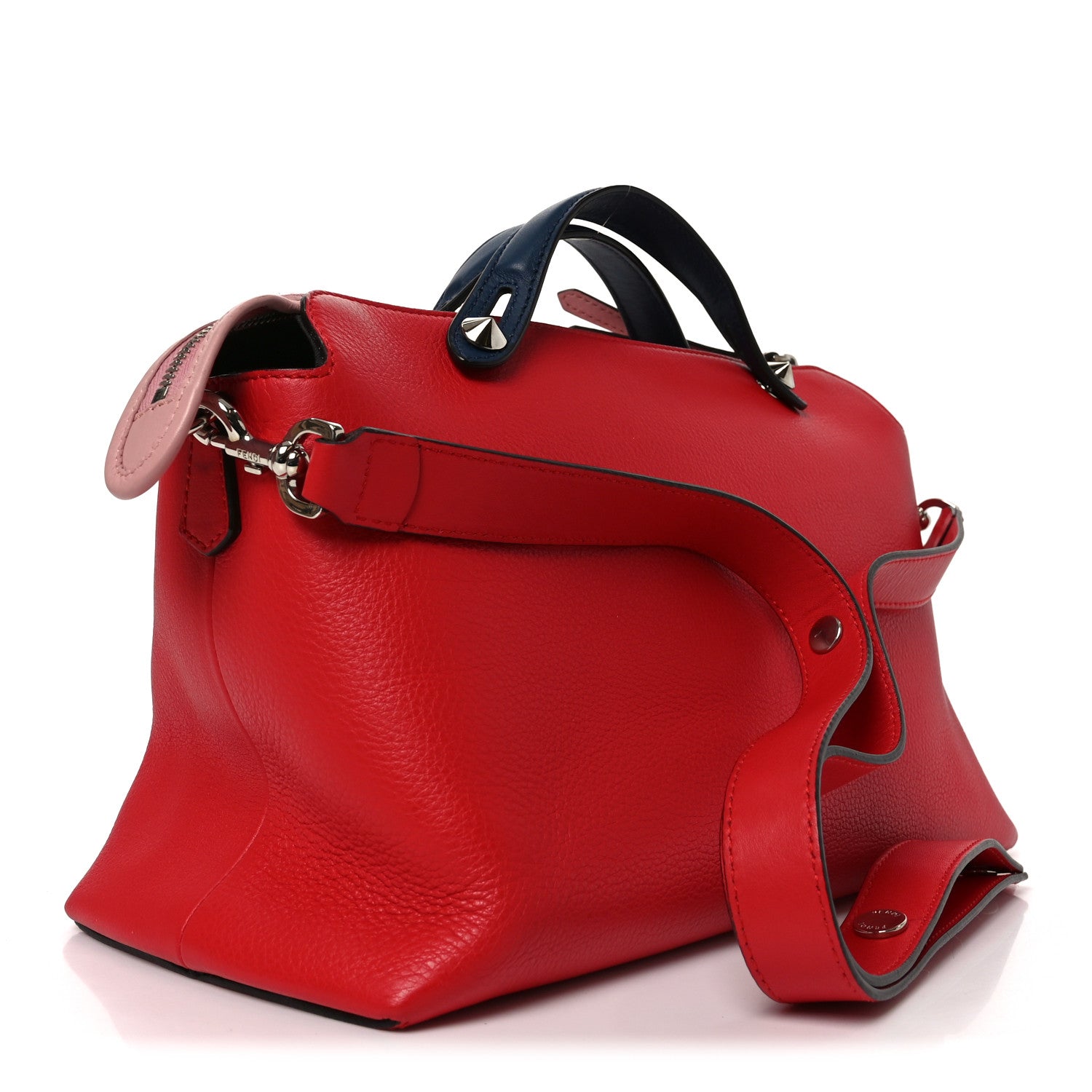 Fendi Vitello Dolce 4 Color Large By The Way Boston Bag Caipiroska Blue Multicolor 3 of 10
