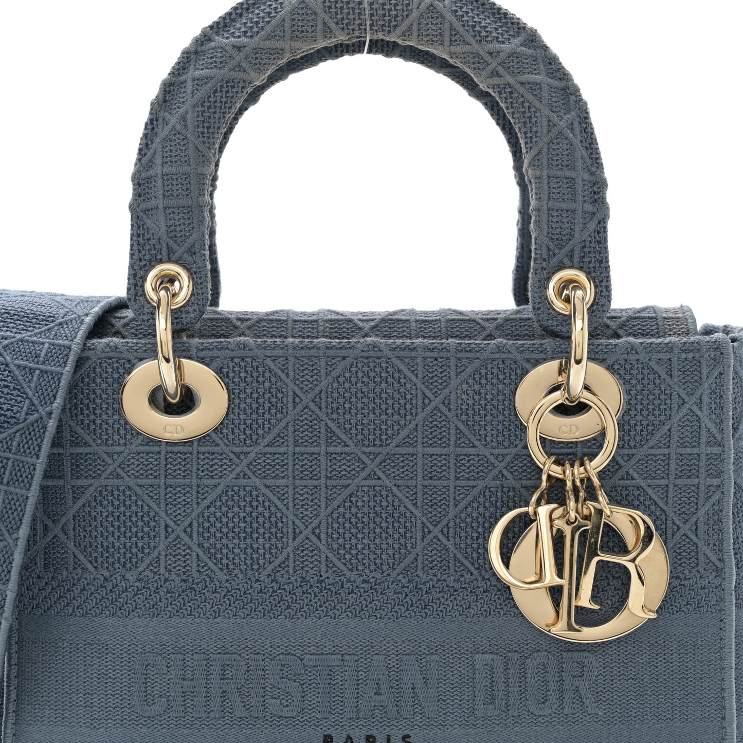 Canvas Embroidered Cannage Medium Lady D-Lite Denim Blue