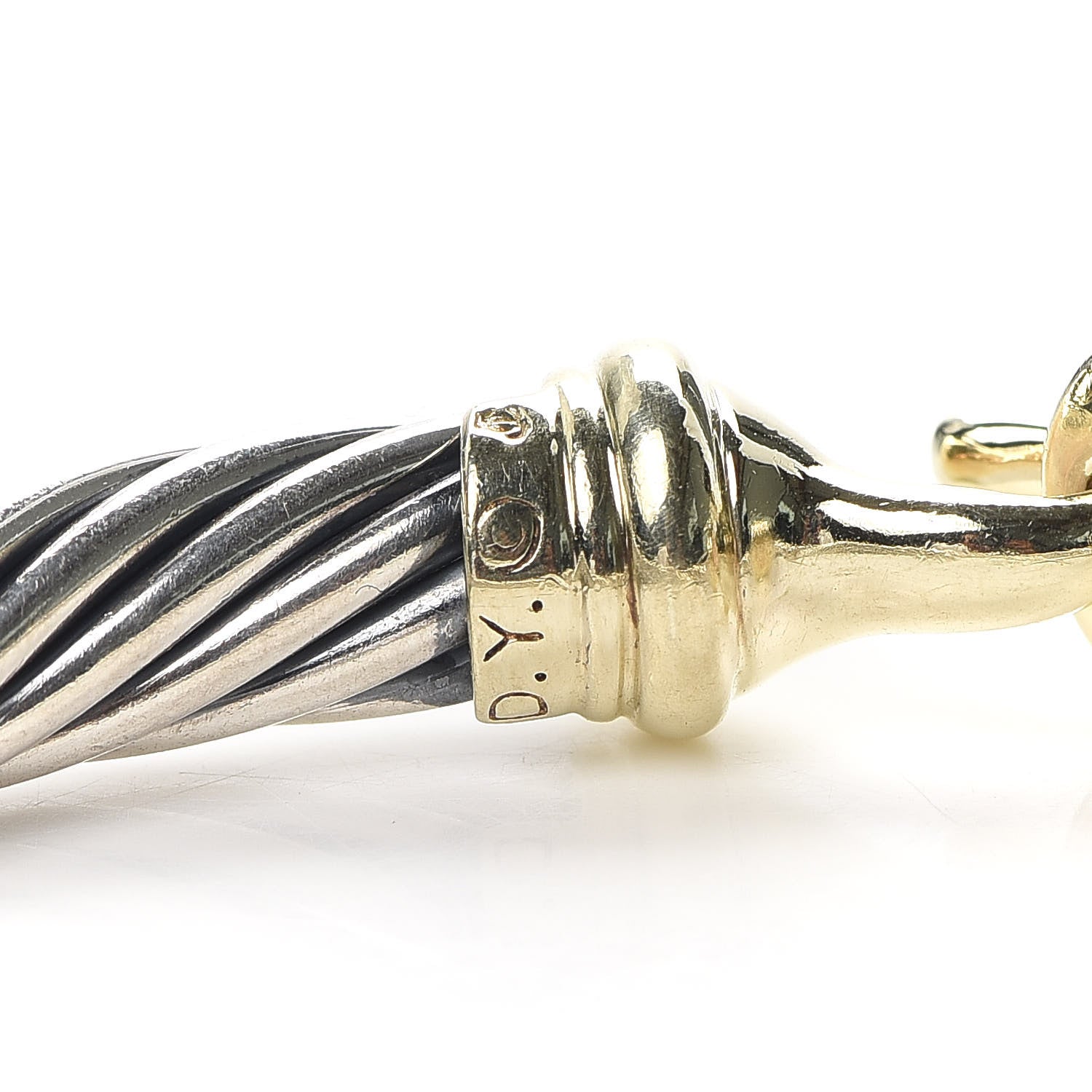 David Yurman Sterling Silver 14K Yellow Gold 7mm Cable Classic Buckle Bracelet 4 of 5