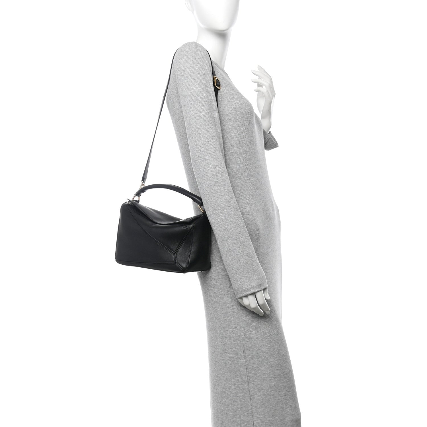 Loewe Lambskin Small Featherlight Puzzle Bag Black 2 of 10