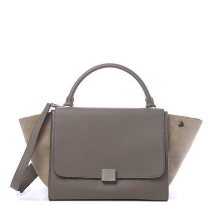 Celine Drummed Calfskin Suede Medium Trapeze Souris 1 of 9