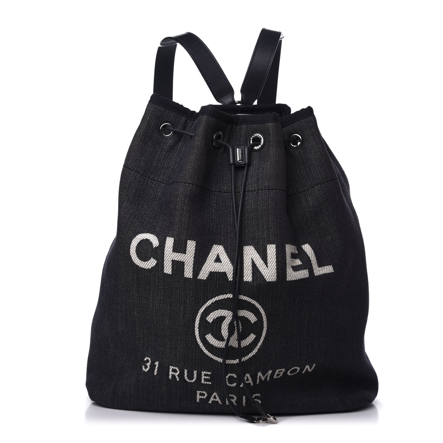 Chanel Denim Large Deauville Backpack Dark Blue 1 of 9