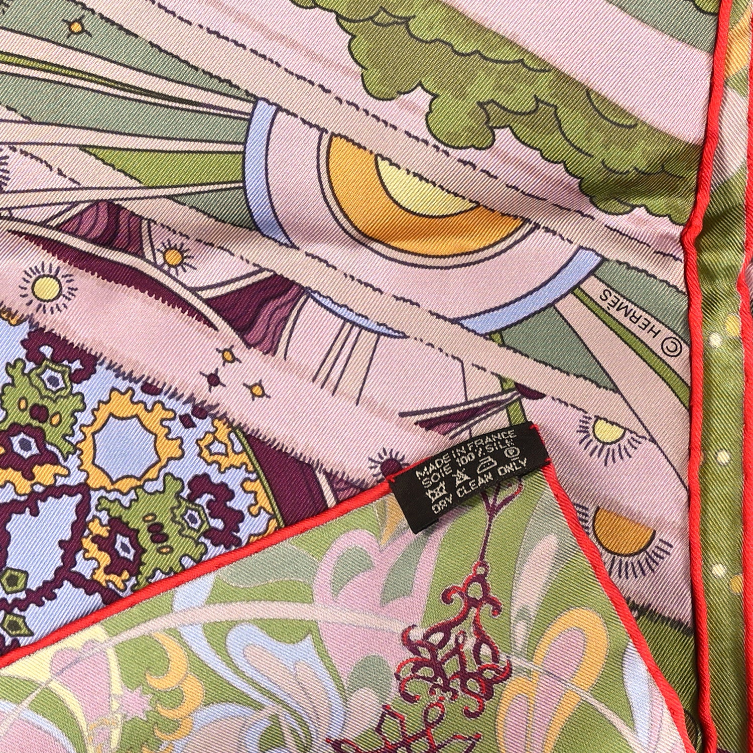 Hermes Silk L'Ivresse de I'Infini Scarf 90 Green Multicolor 3 of 3
