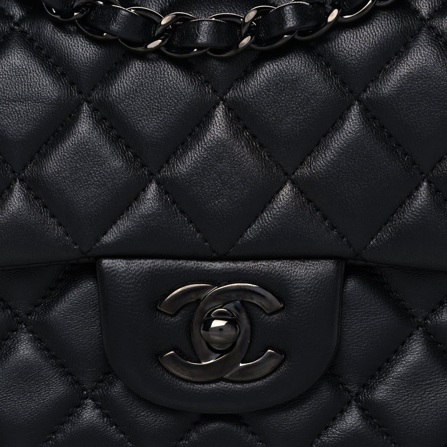 Lambskin Quilted Mini Rectangular Flap So Black