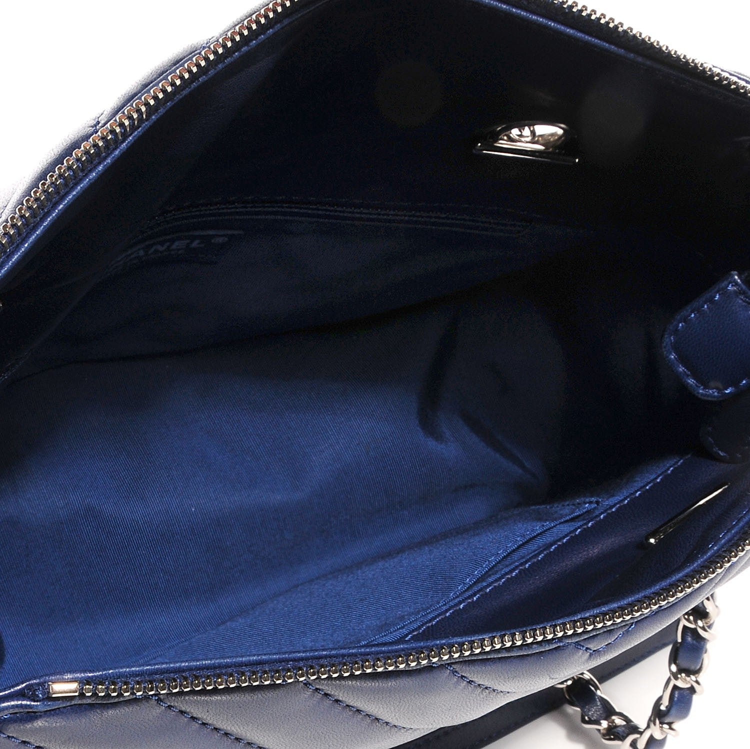 Chanel Lambskin Surpique Chevron Small Tote Dark Blue 5 of 8