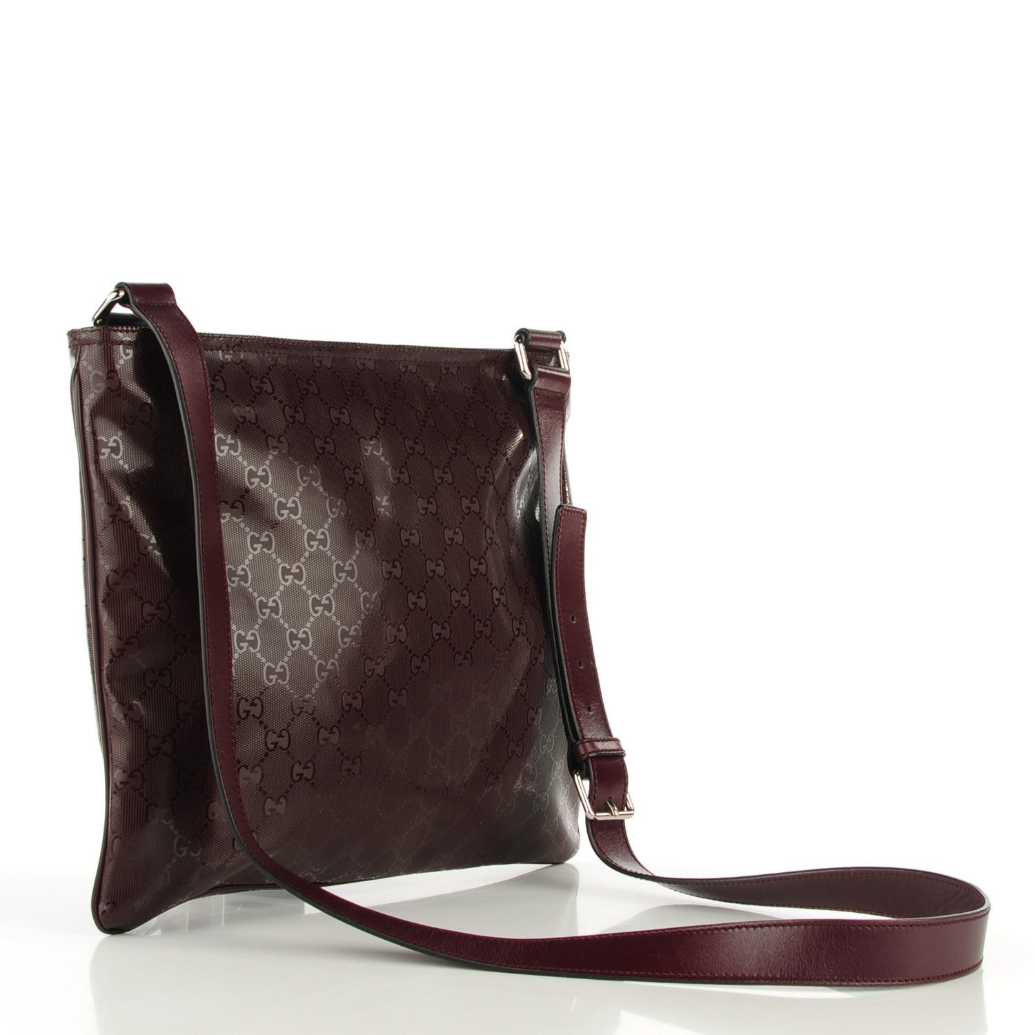Gucci Imprime Monogram Medium Flat Messenger Bag Bordeaux 3 of 7