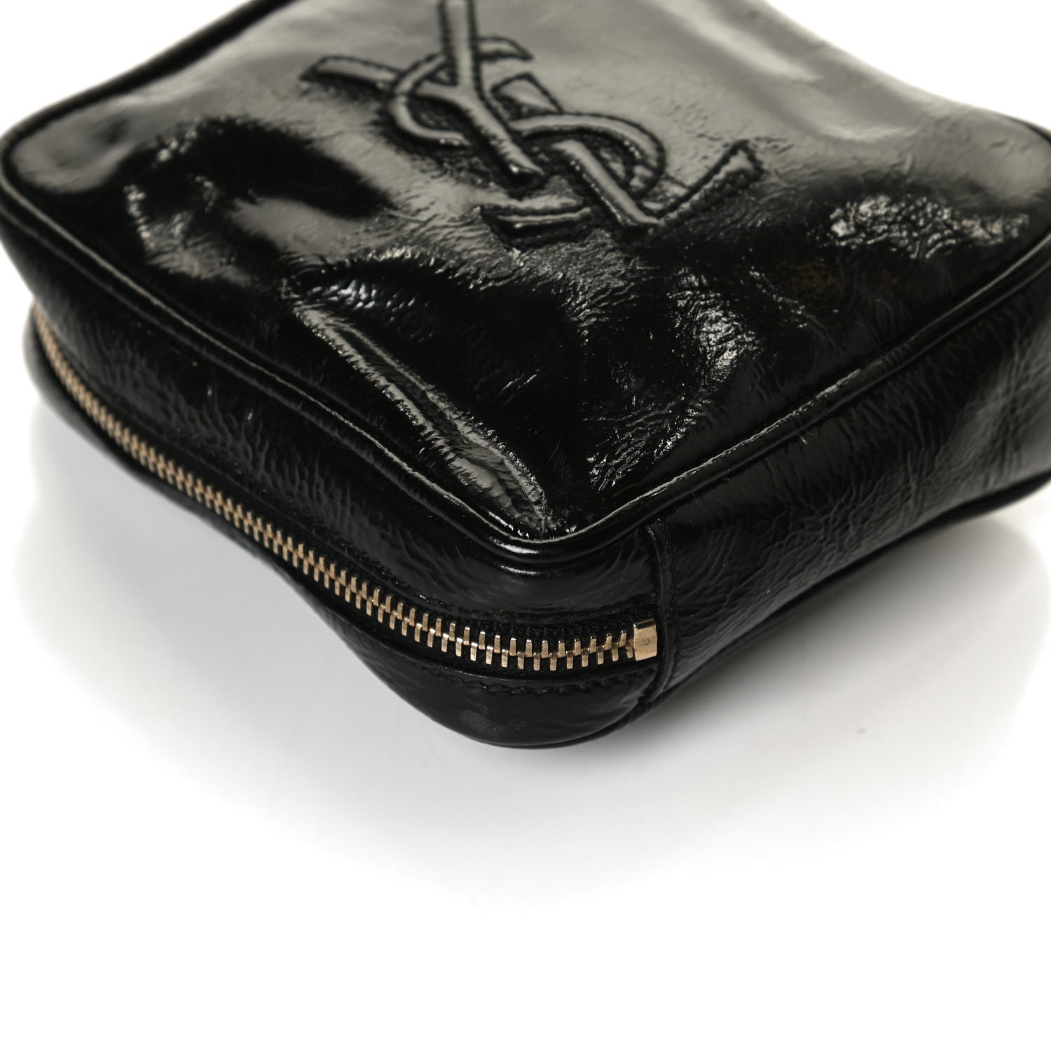 Saint Laurent Textured Patent Monogram Mini Wristlet Black 12 of 12