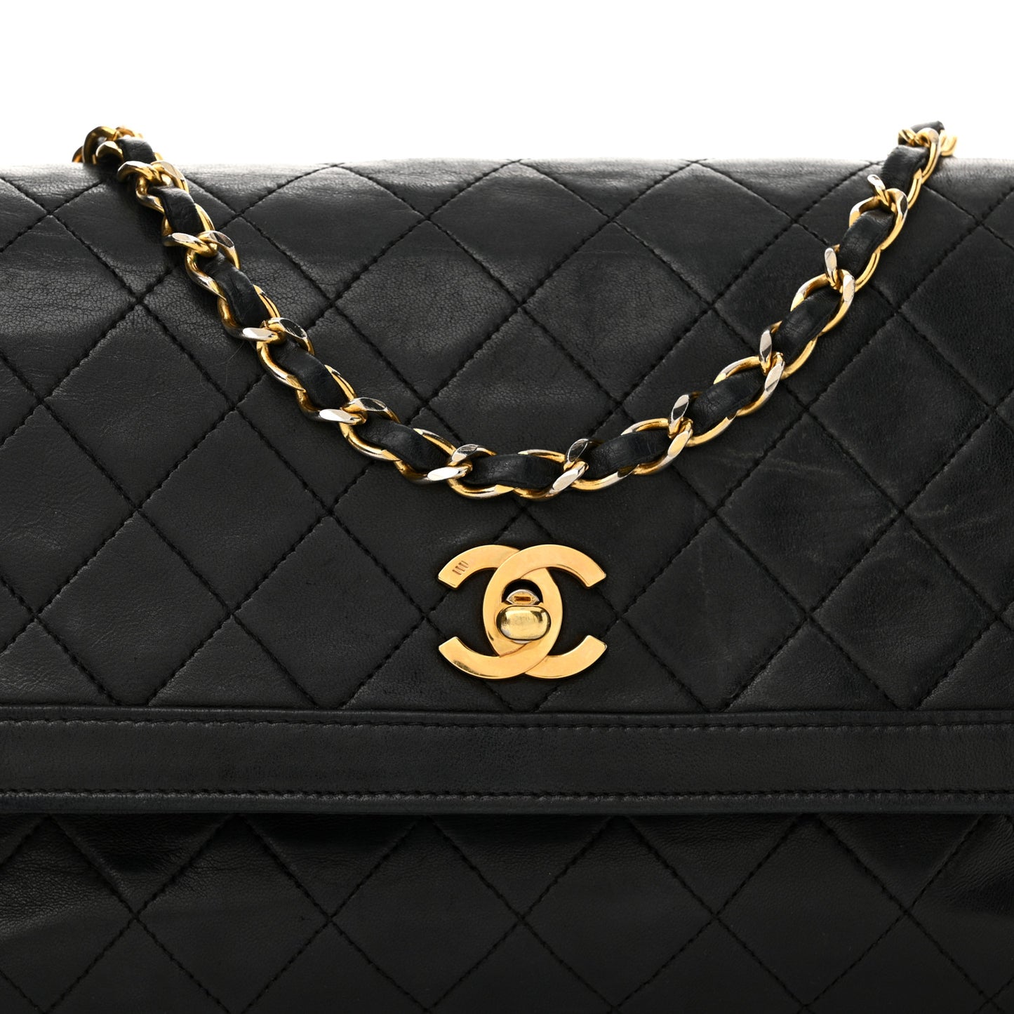 Lambskin Quilted Medium Single Flap Black
