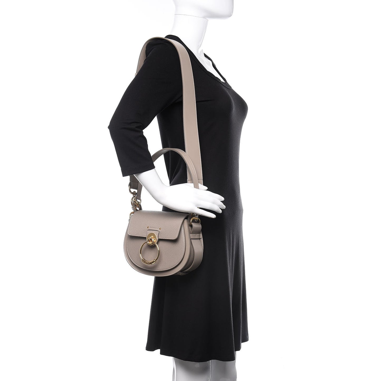 Grained Calfskin Small Tess Bag Motty Grey