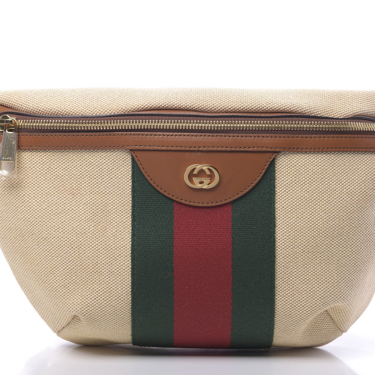 Vintage Canvas Web Belt Bag Sand Cuir