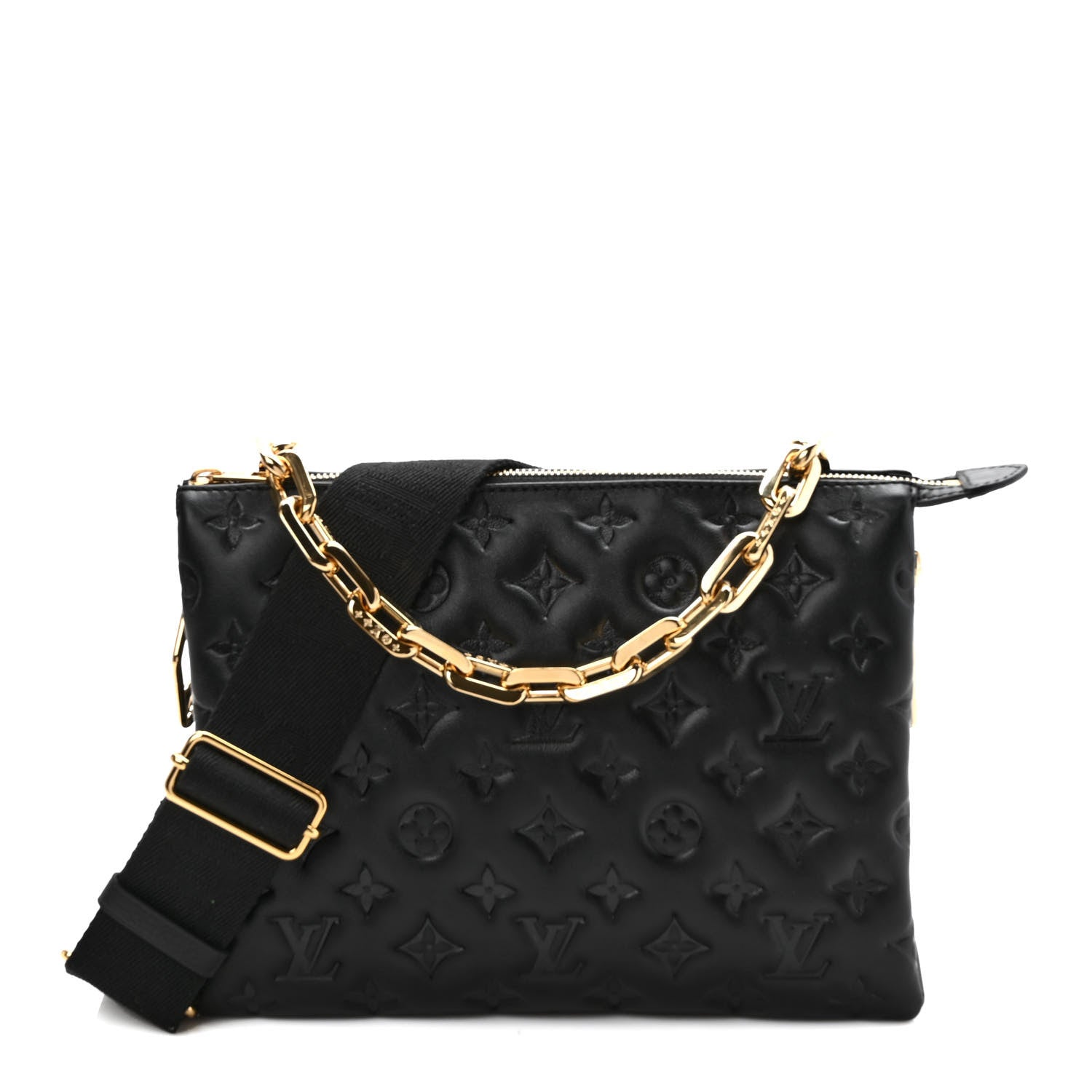 Louis Vuitton Lambskin Embossed Monogram Coussin PM Black 1 of 9