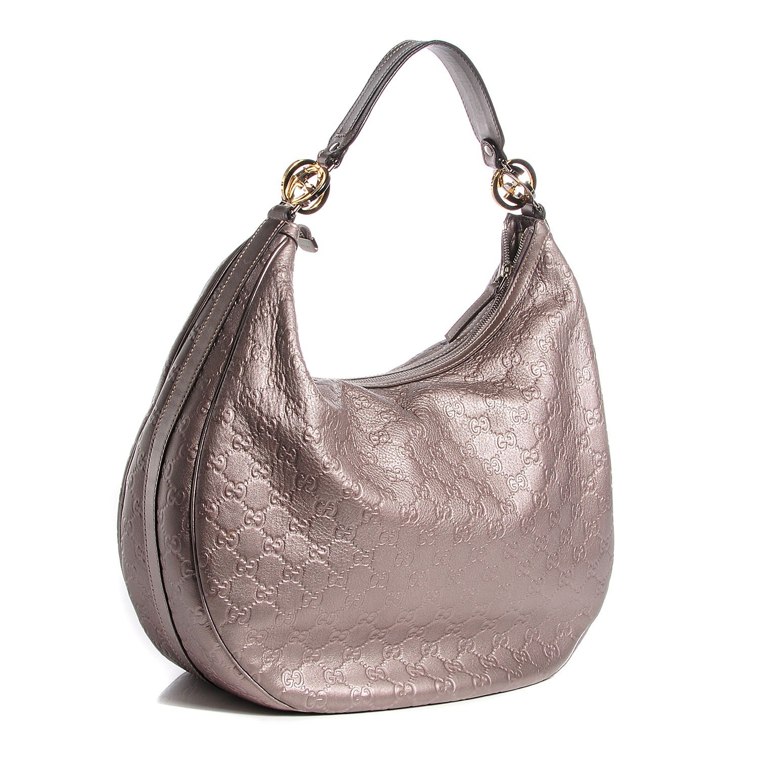 Gucci Metallic Guccissima Large GG Twins Hobo Mauve 3 of 7