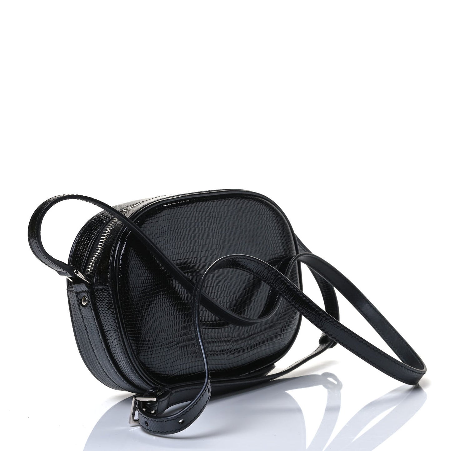 Calfskin Lizard Embossed Le 61 Camera Bag Black