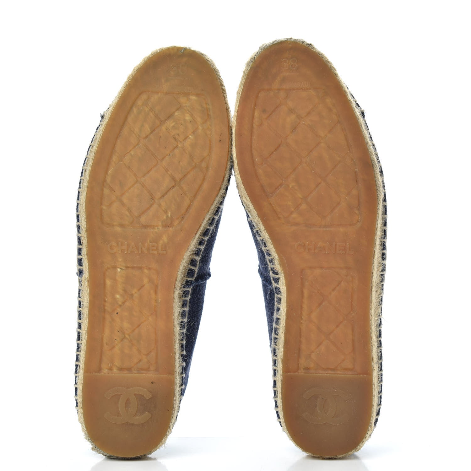 Chanel Linen CC Espadrilles 38 Blue Black 5 of 10