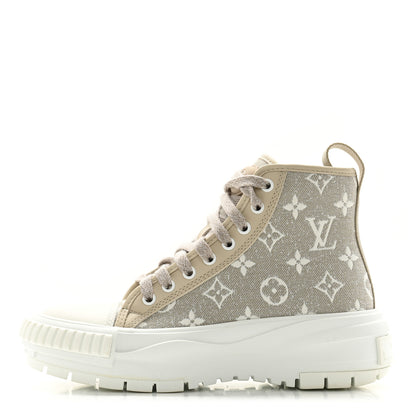 Louis Vuitton Denim Monogram Squad Sneaker Boots 36 Beige 1 of 8