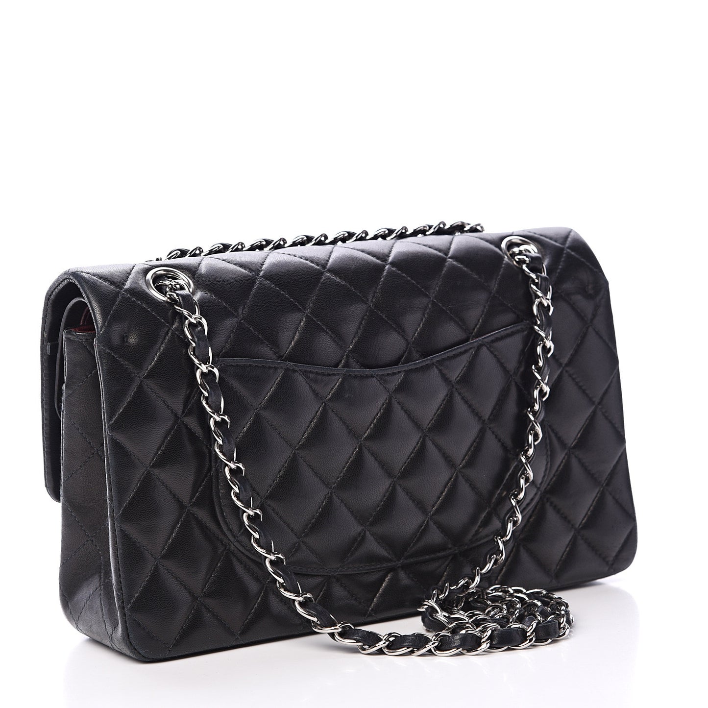 Lambskin Quilted Medium Double Flap Black