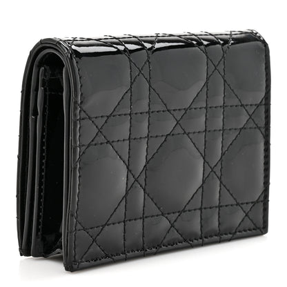 Christian Dior Patent Cannage Small Lady Dior Flap Card Holder Black 3 of 8