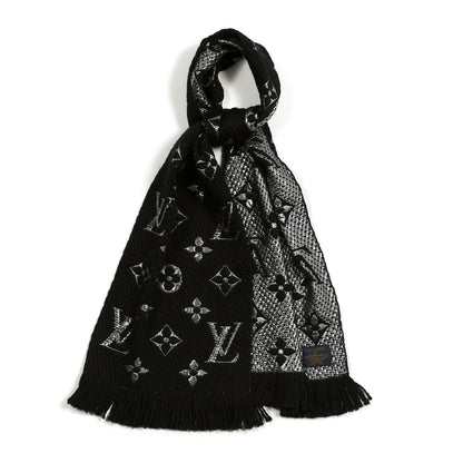 Louis Vuitton Wool Silk Logomania Shine Scarf Black 1 of 3