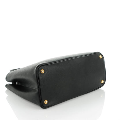 Prada Saffiano Cuir Medium Double Bag Black Mughetto 4 of 7