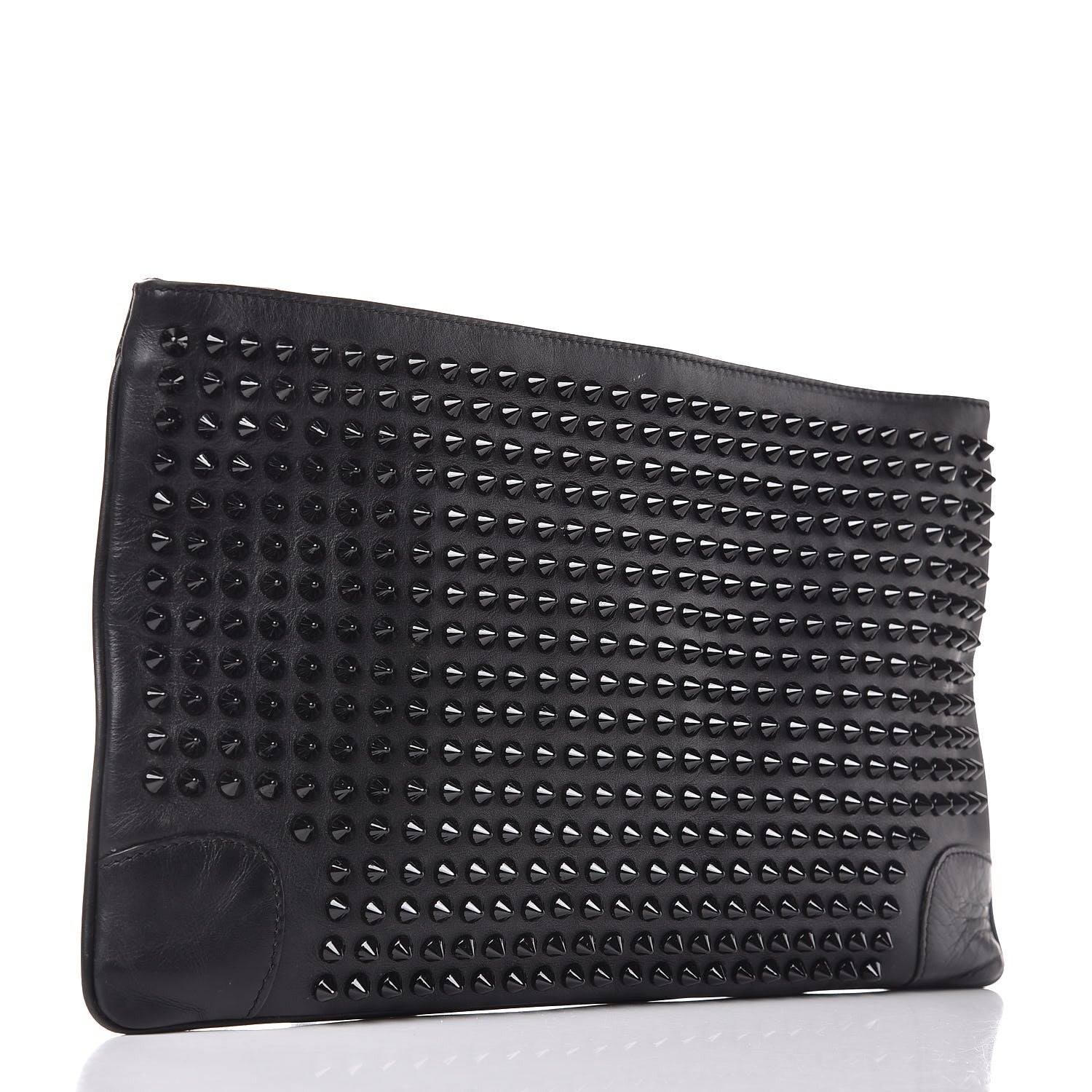 Christian Louboutin Calfskin Studded Loubiposh Clutch Black 3 of 12