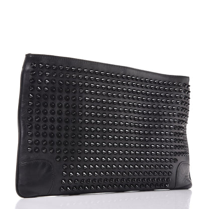 Christian Louboutin Calfskin Studded Loubiposh Clutch Black 3 of 12