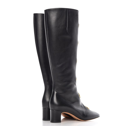 Valentino Garavani Smooth Calfskin Eyelet High Boots 36 Black 4 of 13