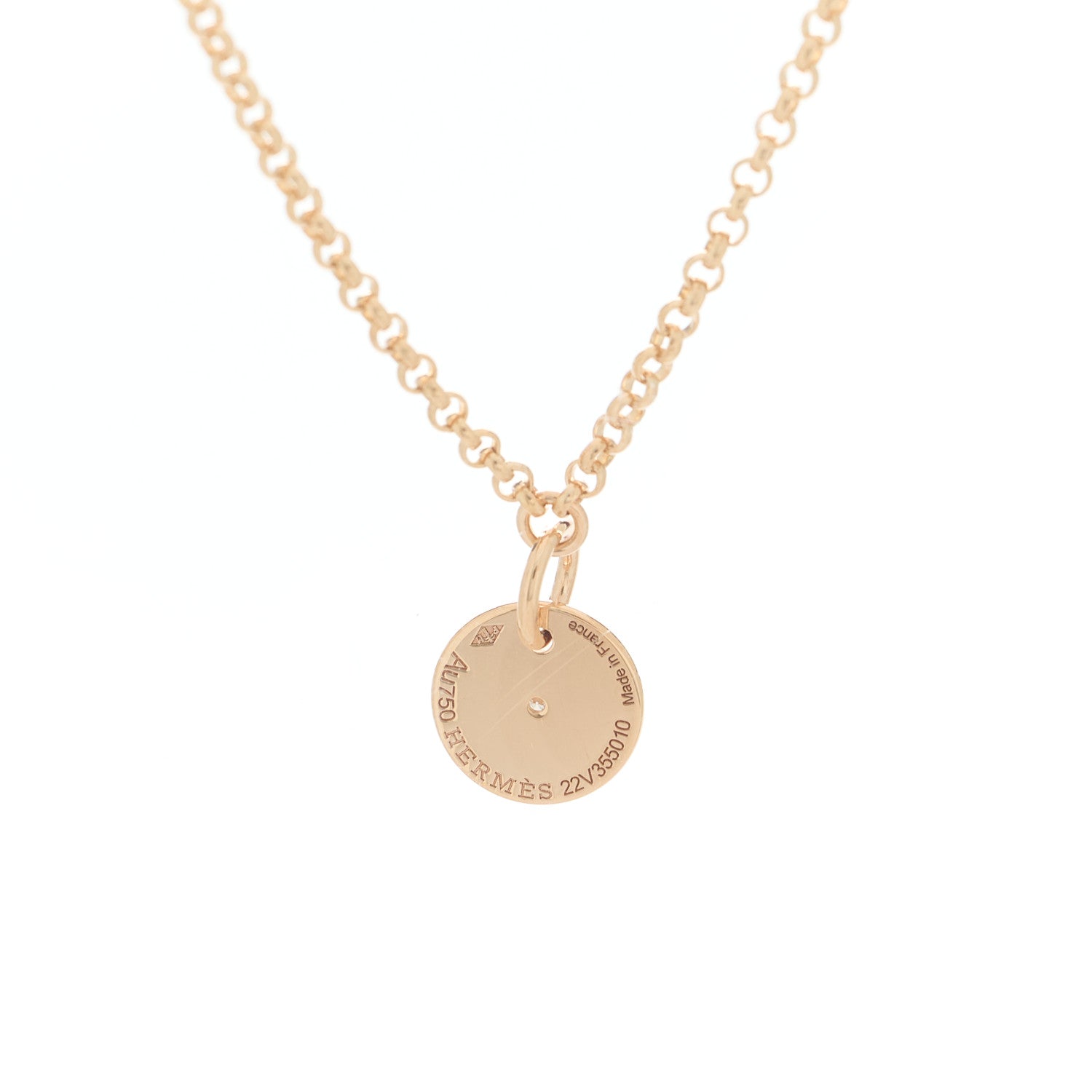 Hermes 18K Rose Gold Diamond Gambade Clou de Selle Necklace 5 of 6