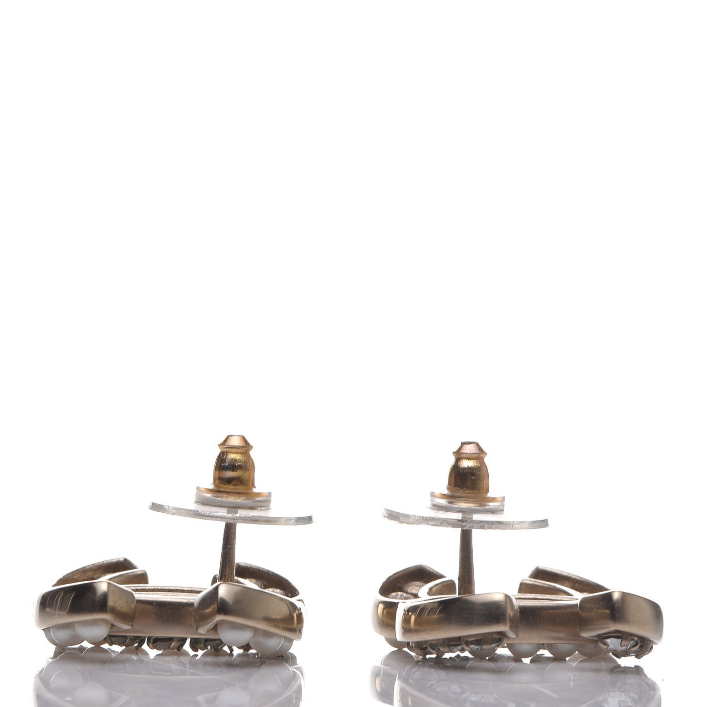 Crystal Pearl CC Earrings Light Gold