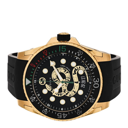 Gucci Stainless Steel Rubber 45mm Dive Snake Quartz Watch Black 2 of 4