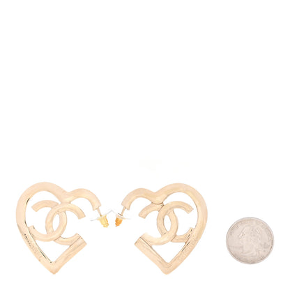 Chanel Metal CC Heart Coco In Love Hoop Earrings Gold 2 of 4