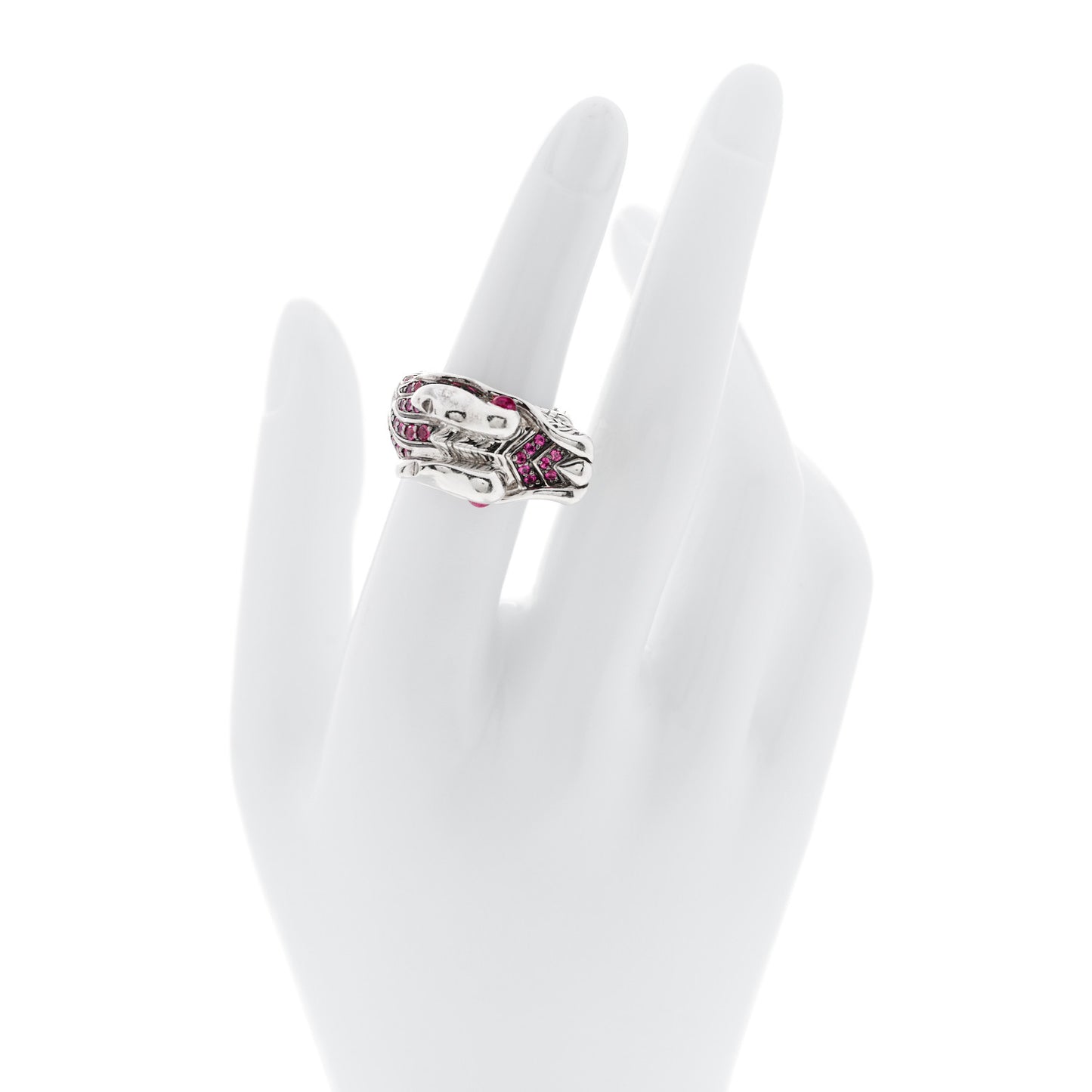Sterling Silver Pink Sapphire Naga Dragon Ring 52 6