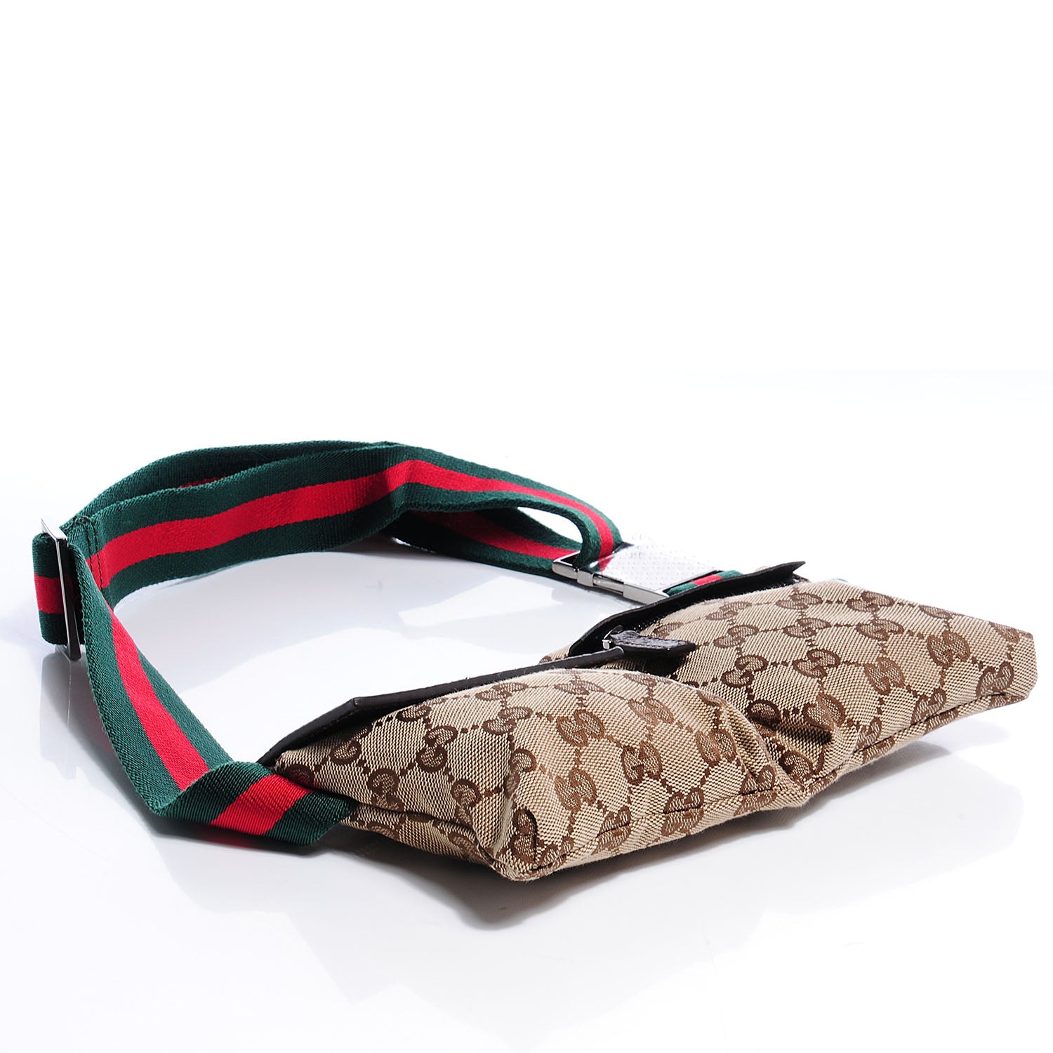 Gucci GG Monogram Web Double Pocket Belt Bag Dark Brown 4 of 8